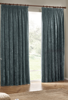 Heavy Chenille Pencil Pleat, Marine - Ready Made Curtains